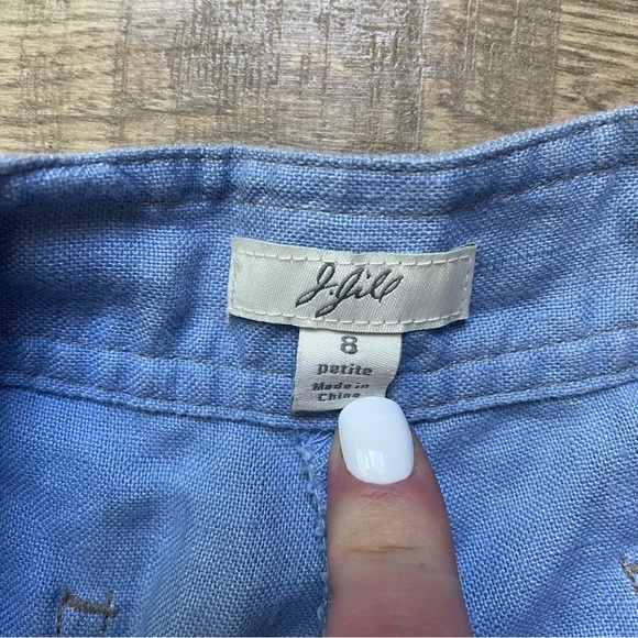 J. Jill 100% Coastal Linen Cropped Wide Leg Pants. Women’s size 8 petite. Blue - Picture 4 of 5